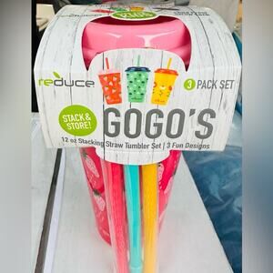 3PK - 12OZ-  GOGOS KIDS STRAW TUMBLER